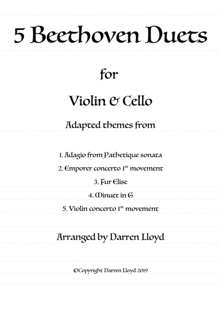 Free Sheet Music 5 Beethoven Duets Violin Cello