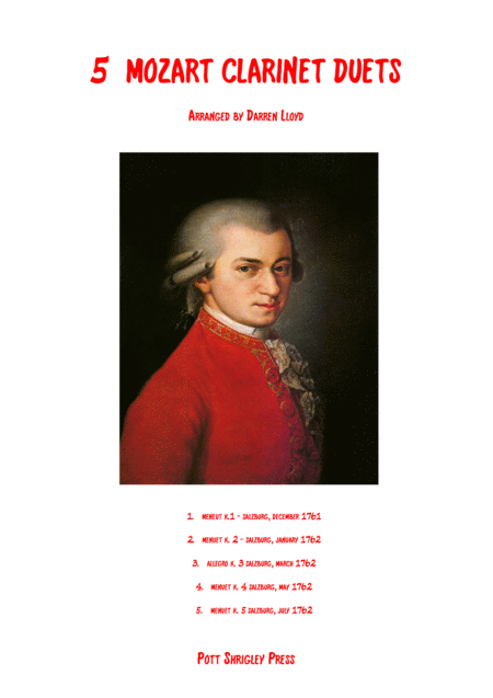 5 Mozart Clarinet Duets Sheet Music