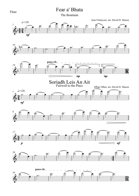 Free Sheet Music 5 Scottish Gaelic Airs For Flute Duet Piano