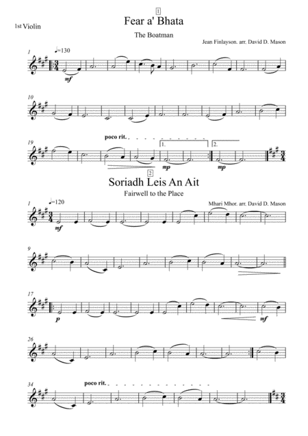 Free Sheet Music 5 Scottish Gaelic Airs For Violin Duet And Piano