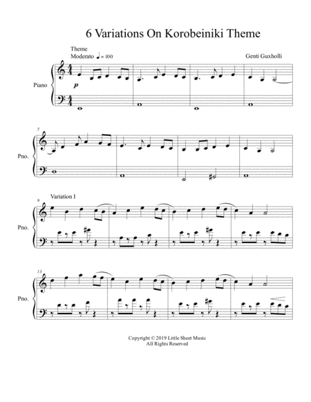 Free Sheet Music 6 Variations On Korobieniki Theme Piano Solo