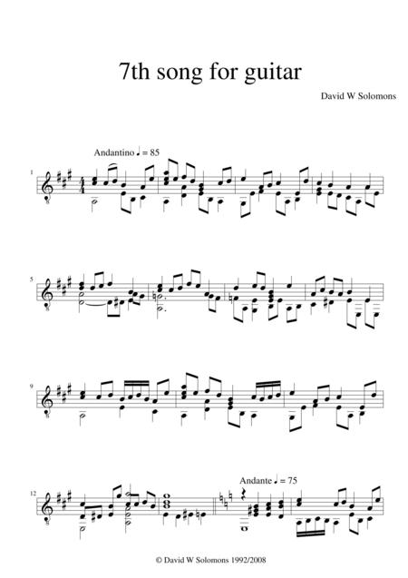 7th Song For Guitar Sheet Music