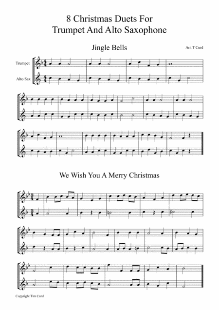 8 Christmas Duets For Trumpet And Alto Saxophone Sheet Music