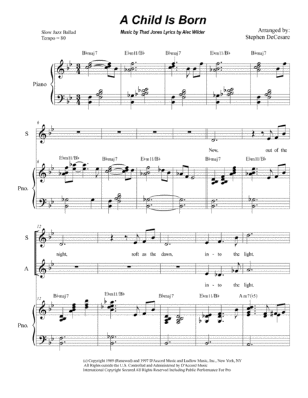 A Child Is Born Duet For Soprano And Alto Solo Sheet Music