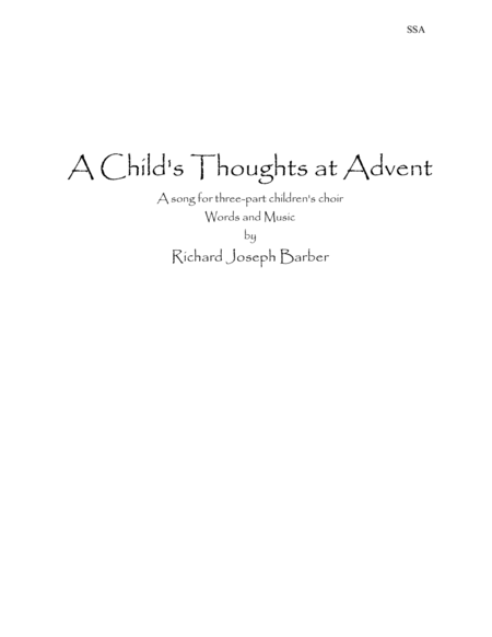 Free Sheet Music A Childs Thoughts At Advent