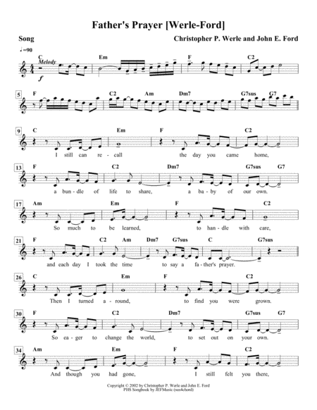 Free Sheet Music A Fathers Prayer