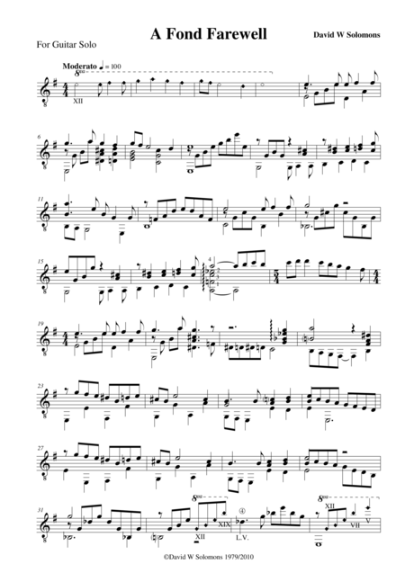 A Fond Farewell Leaving For America For Guitar Solo Sheet Music