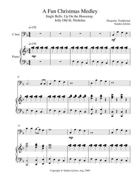 A Fun Christmas Medley Bass C Instrument Solo Sheet Music