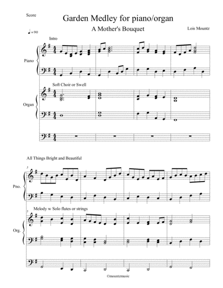 A Garden Medley Piano Organ Duet Sheet Music