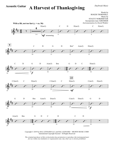 A Harvest Of Thanksgiving Acoustic Guitar Sheet Music