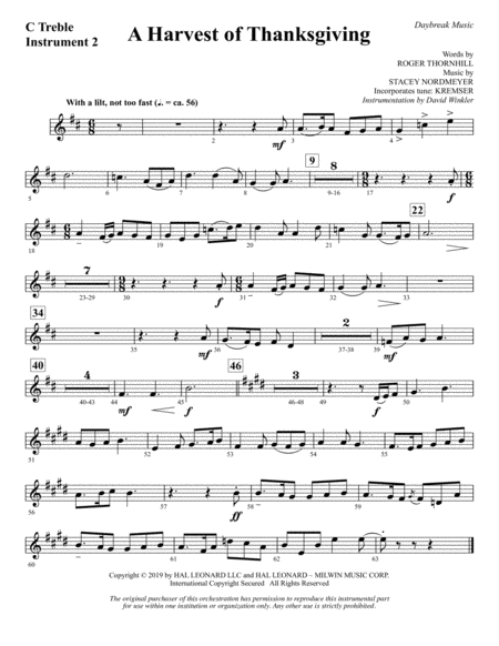 A Harvest Of Thanksgiving Treble C Instrument 2 Sheet Music