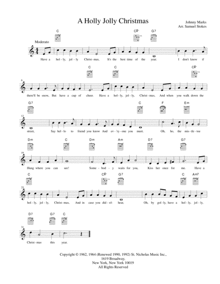 A Holly Jolly Christmas Lead Sheet In C Major Sheet Music