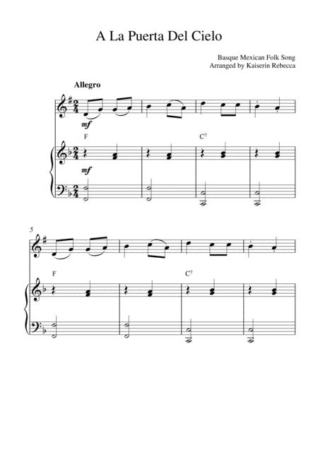 A La Puerta Del Cielo For Tenor Saxophone Solo And Piano Accompaniment Sheet Music