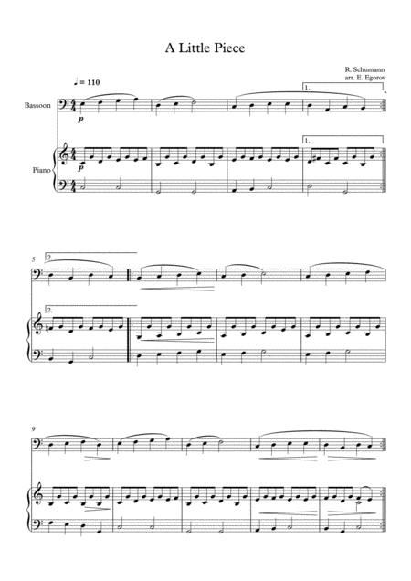 Free Sheet Music A Little Piece Robert Schumann For Bassoon Piano