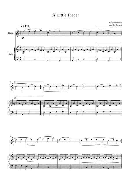 A Little Piece Robert Schumann For Flute Piano Sheet Music