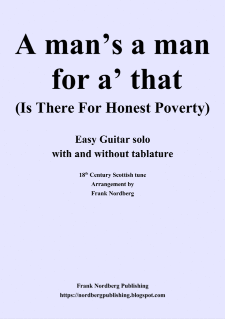 A Mans A Man For A That Easy Guitar With And Without Tablature Sheet Music