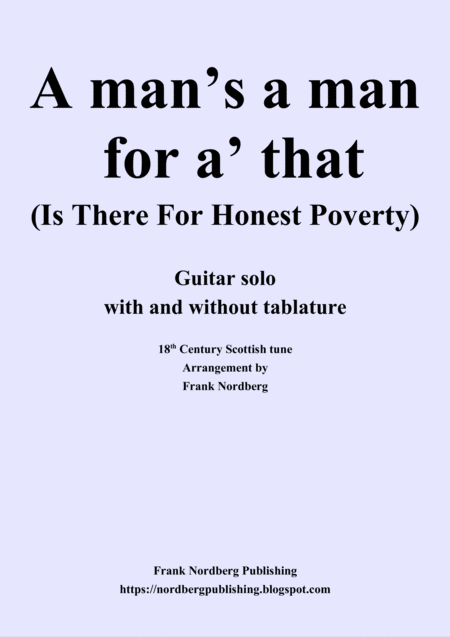 Free Sheet Music A Mans A Man For A That Solo Guitar With And Without Tablature