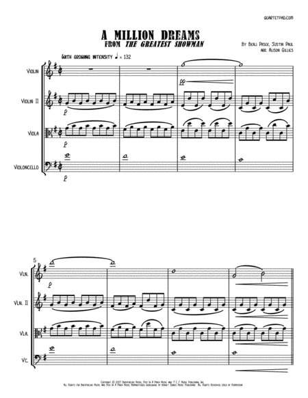 Free Sheet Music A Million Dreams From The Greatest Showman String Trio Optional Vln2 Or Vla