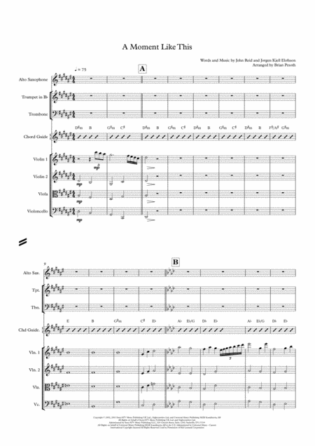 A Moment Like This Supplement Ensemble Sheet Music