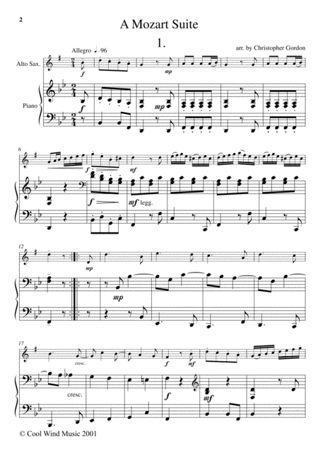 A Mozart Suite For Alto Saxophone And Piano Sheet Music