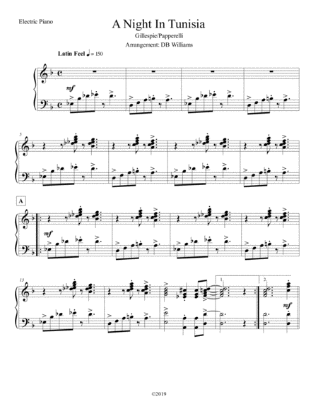 A Night In Tunisia Electric Piano Sheet Music