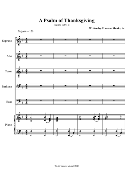 Free Sheet Music A Psalm Of Thanksgiving