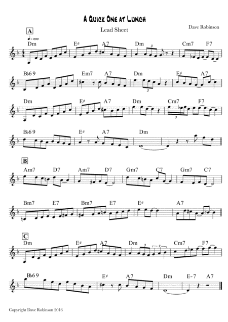 A Quick One At Lunch Lead Sheet Sheet Music