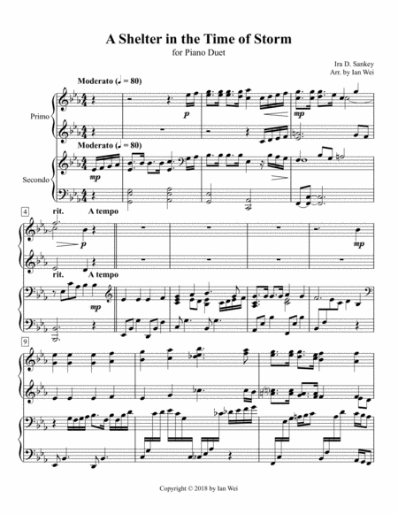 A Shelter In The Time Of Storm For Piano Duet Sheet Music