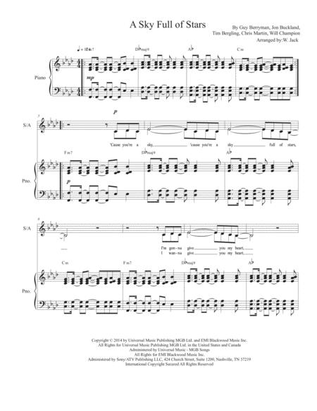 A Sky Full Of Stars Satb Sheet Music