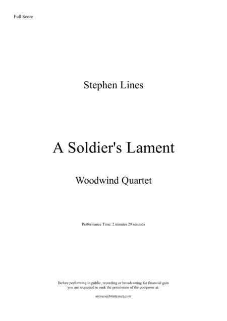 Free Sheet Music A Soldiers Lament Woodwind Choir