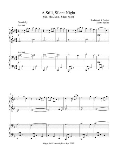 A Still Silent Night 1 Piano 4 Hands Sheet Music