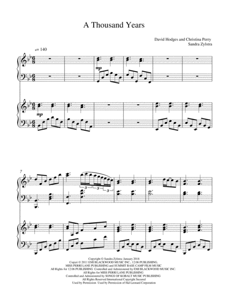 Free Sheet Music A Thousand Years 2 Piano Duet