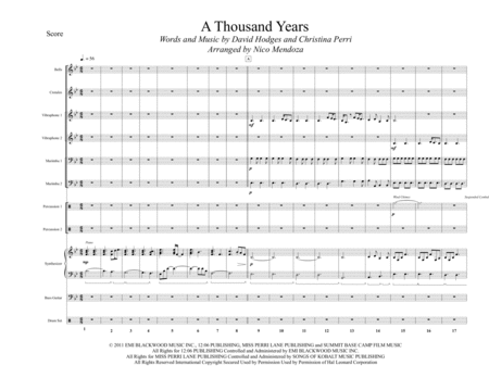 Free Sheet Music A Thousand Years Arranged For Percussion Ensemble