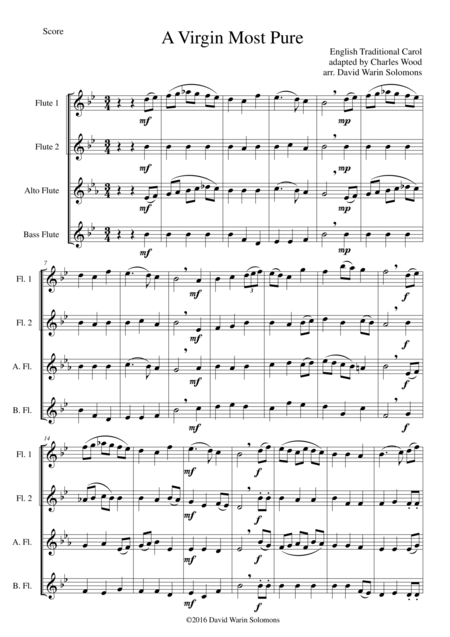 A Virgin Most Pure For Flute Quartet Sheet Music