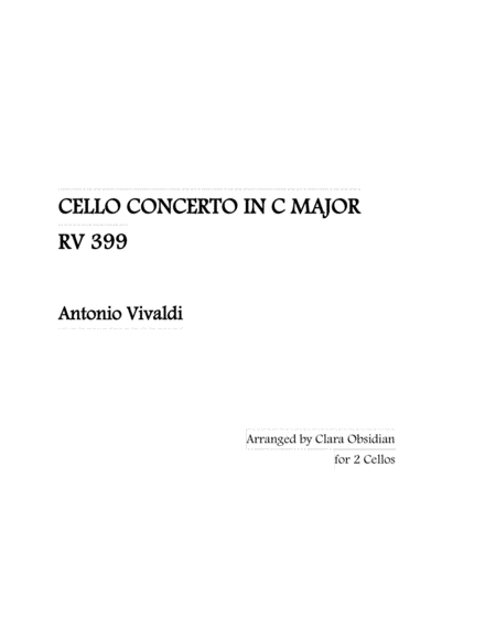 A Vivaldi Concerto In C Major Rv 399 Arr For 2 Cellos Sheet Music