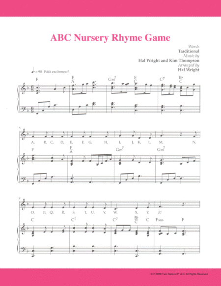 Abc Nursery Rhyme Game Sheet Music