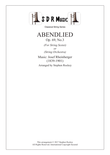 Abendlied String Sextet Or String Orchestra Op 69 No 3 Sheet Music