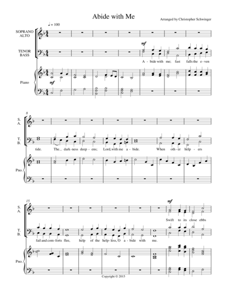 Free Sheet Music Abide With Me For Choir Piano Fairly Easy Arrangement