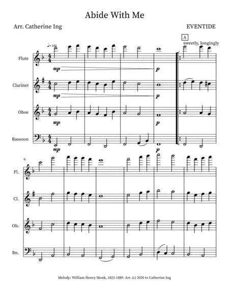 Free Sheet Music Abide With Me For Woodwind Quartet