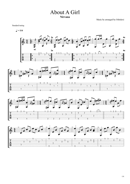 About A Girl For Fingerstyle Guitar Sheet Music