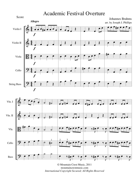 Academic Festival Overture Score Sheet Music