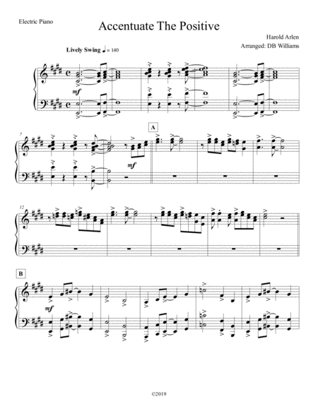 Accentuate The Positive Strings Electric Piano Sheet Music