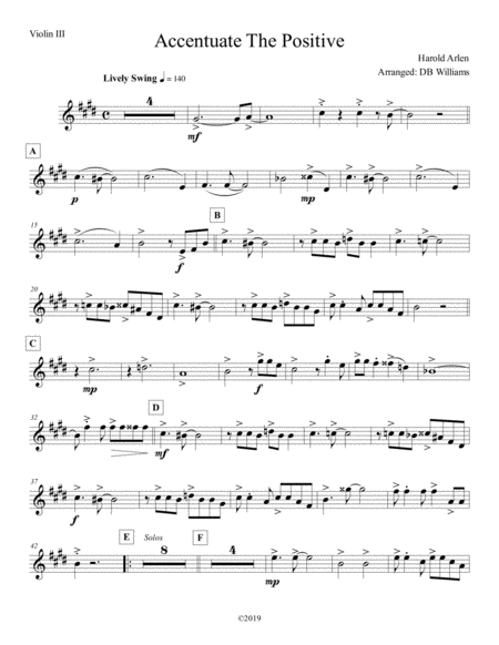 Free Sheet Music Accentuate The Positive Strings Violin 3