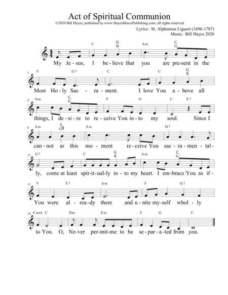 Act Of Spiritual Communion Combined Leadsheet And Congregational Worship Aid Versions Sheet Music