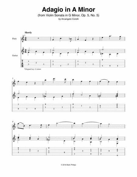 Free Sheet Music Adagio In A Minor From Violin Sonata In G Minor Op 5 No 5