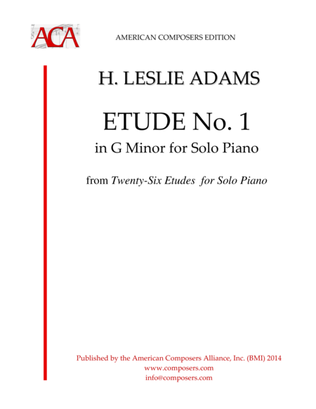 Adams Etude In G Minor Part I No 1 Sheet Music