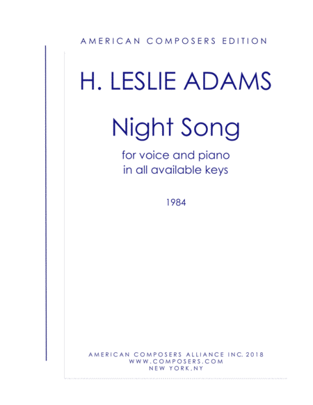 Adams Night Song From Nightsongs Sheet Music