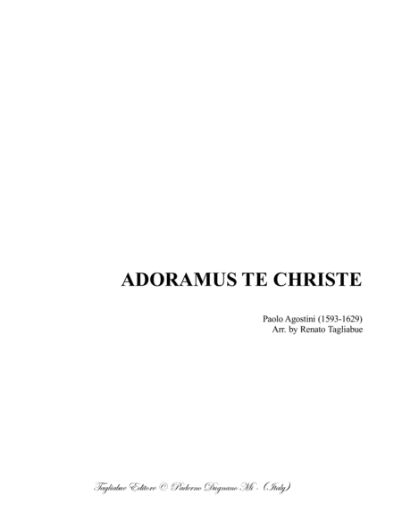 Free Sheet Music Adoramus Te Christe P Agostini Arr For Sstbar Choir
