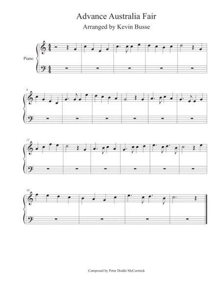 Free Sheet Music Advance Australia Fair Piano