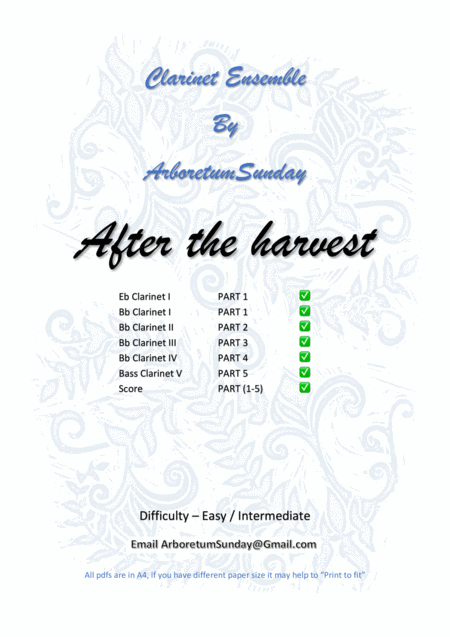 After The Harvest Clarinet Quintet Sheet Music